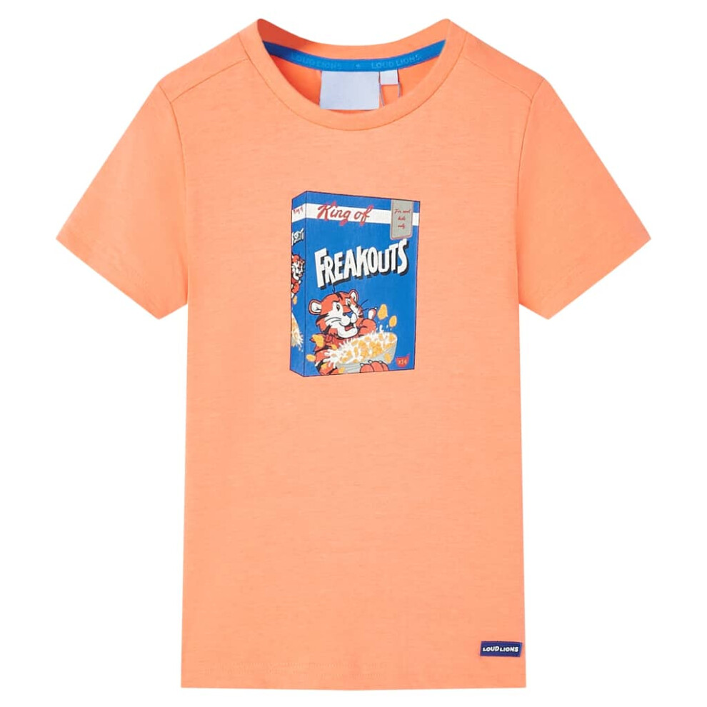 (92 (1.5-2y)) Kids' T-shirt With Short Sleeves Tee Toddler Children T Shirt Neon Orange