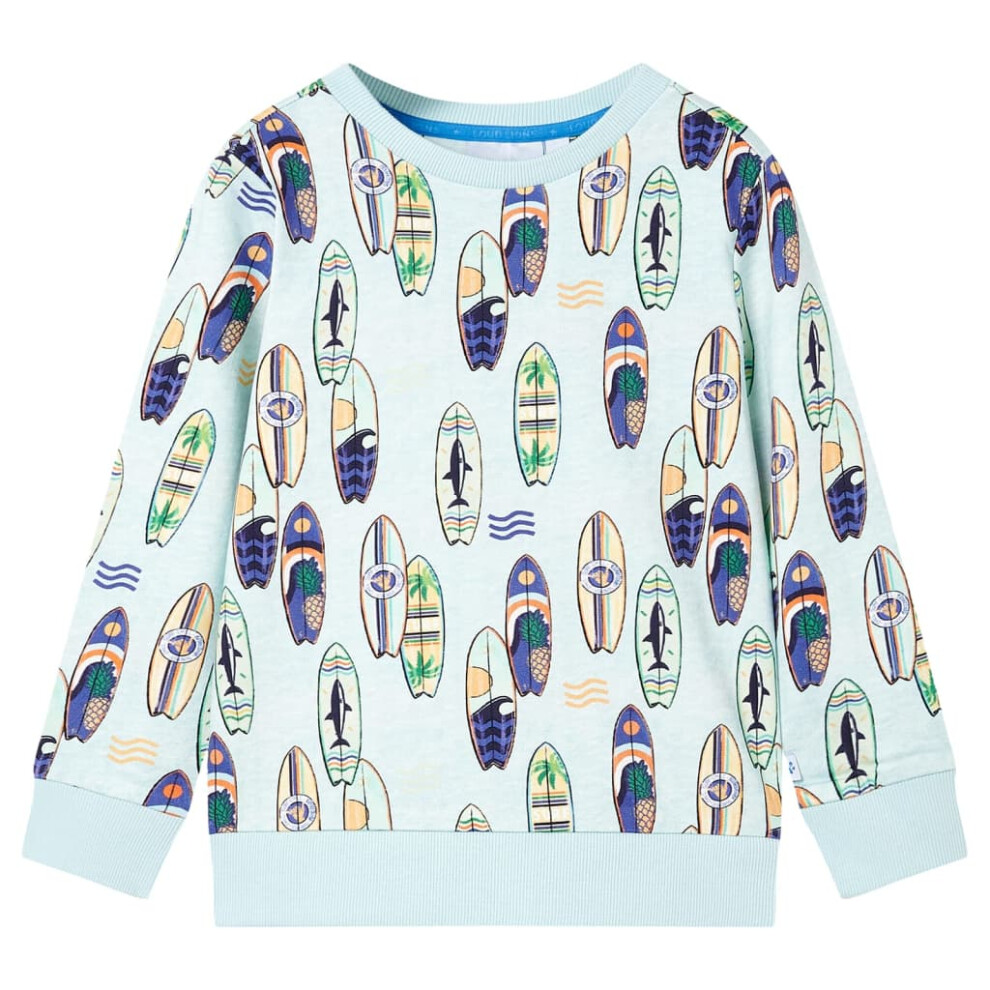 Vidaxl (116 (5-6Y)) Kids' Sweatshirt Children's Long Sleeves Pullover Kids' Top Soft Melange Blue