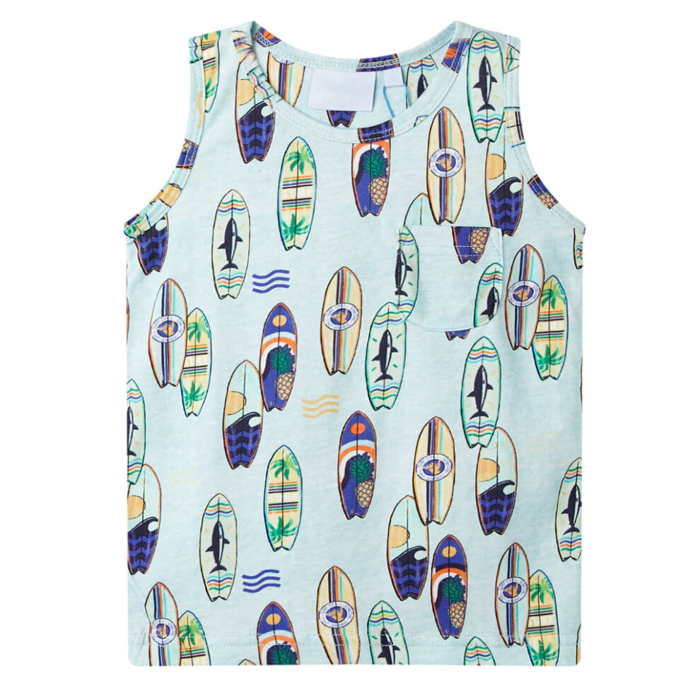 Vidaxl (140 (9-10Y)) Kids' Tank Top Children's Sleeveless Camisole Undershirt Soft Melange Blue