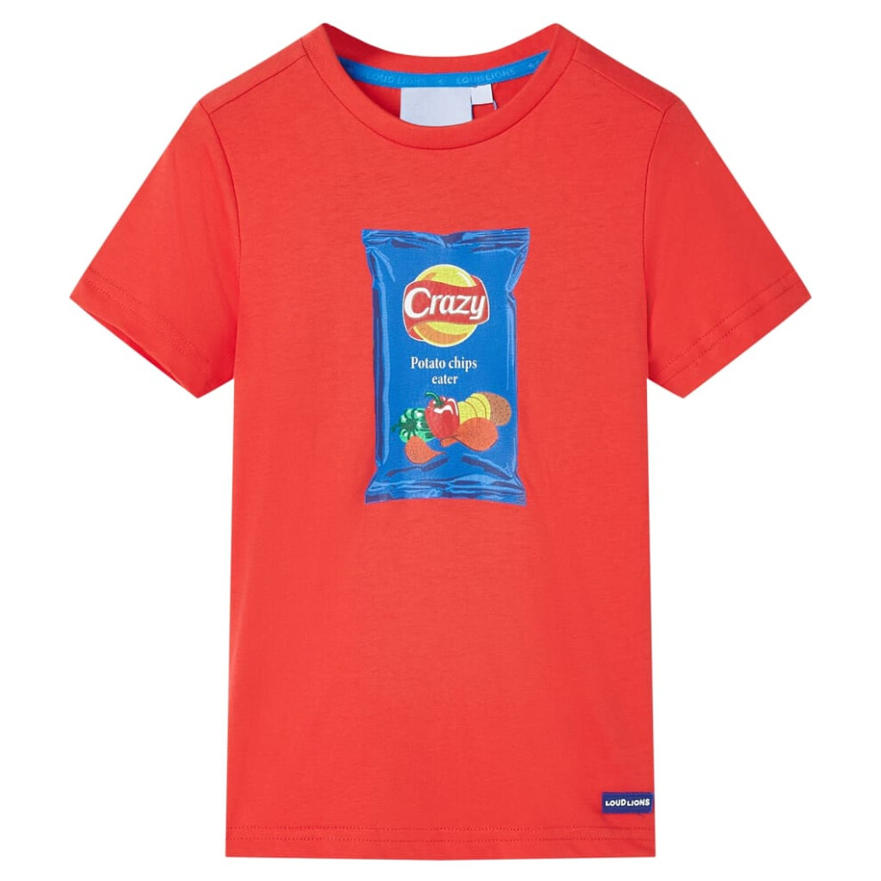 (116 (5-6y)) Kids' T-shirt with Short Sleeves Tee Toddler Children's T Shirt Kids Top Red