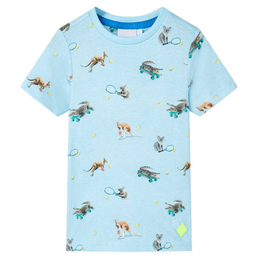 (116 (5-6y)) Kids' T-shirt Short Sleeves Toddler Children's Shirt Tee Light Blue Melange