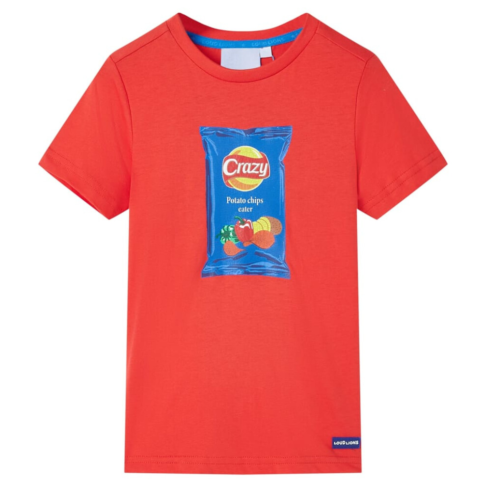 Vidaxl (140 (9-10Y)) Kids' T-Shirt With Short Sleeves Tee Toddler Children's T Shirt Kids Top Red