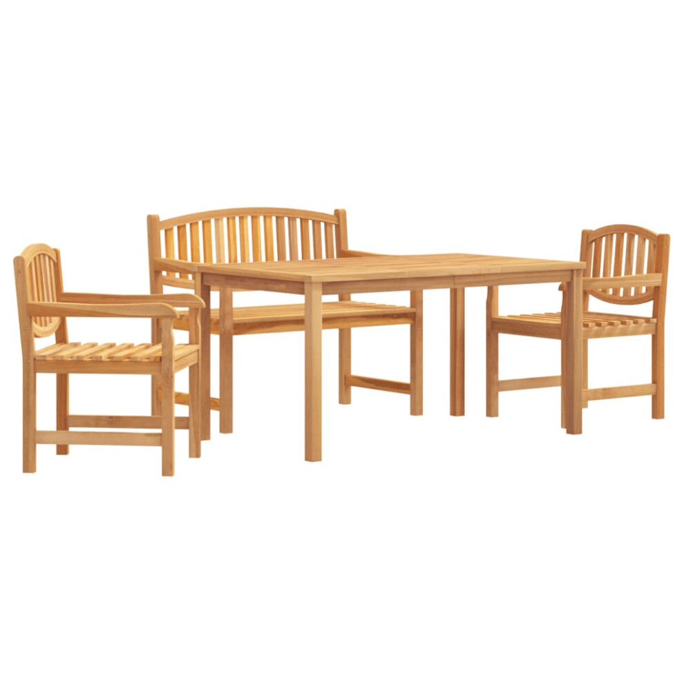 (2x chair + bench + table, 150 cm table length) vidaXL Garden Dining Set Outdoor Table and Chairs 4 Piece Solid Wood Teak