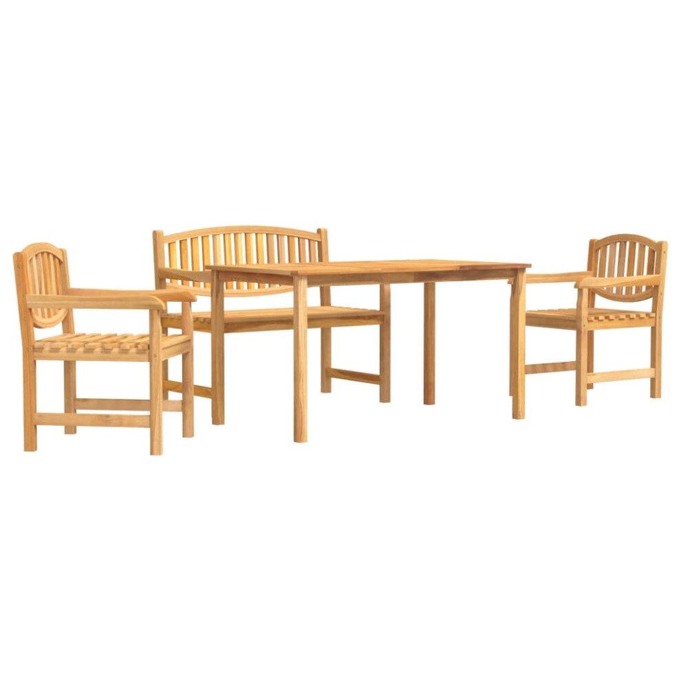 (2x chair + bench + table, 140 cm table length) vidaXL Garden Dining Set Outdoor Table and Chairs 4 Piece Solid Wood Teak