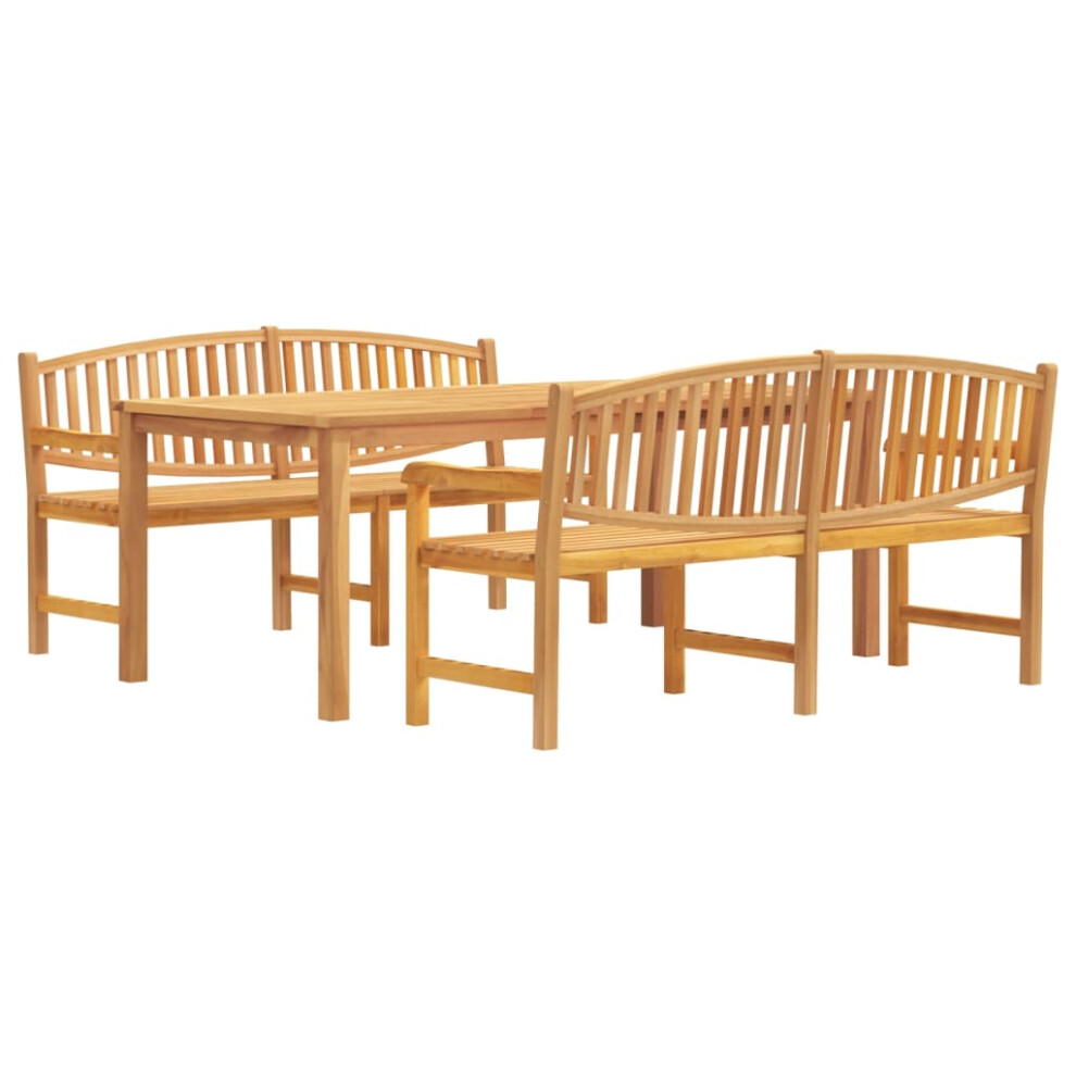 (2x bench + table, 200 cm table length) vidaXL Garden Dining Set Outdoor Table and Chairs 4 Piece Solid Wood Teak