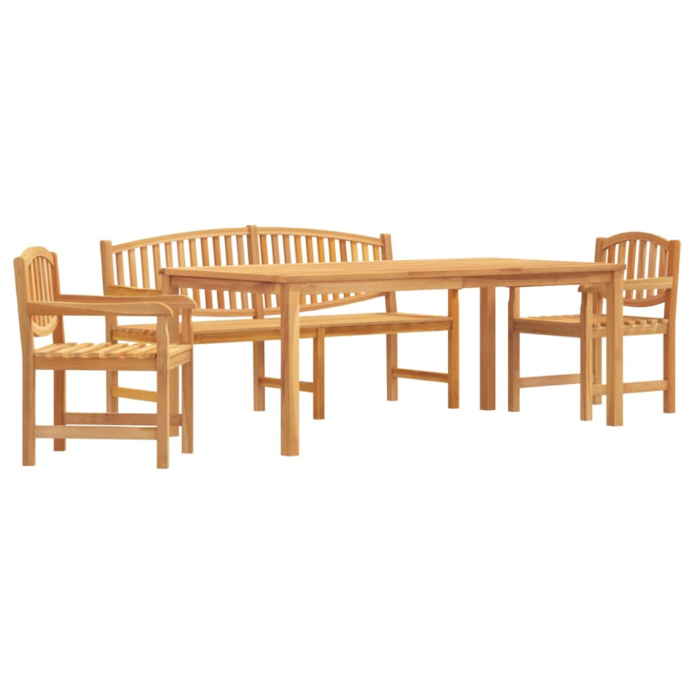 (2x chair + bench + table, 200 cm table length) vidaXL Garden Dining Set Outdoor Table and Chairs 4 Piece Solid Wood Teak