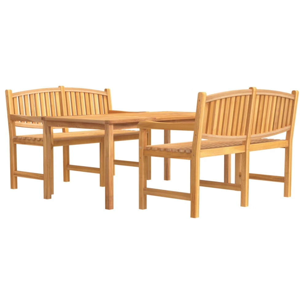 (2x bench + table, 180 cm table length) vidaXL Garden Dining Set Outdoor Table and Chairs 4 Piece Solid Wood Teak