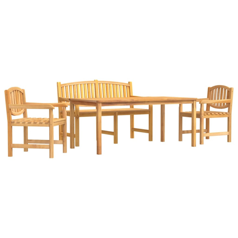 (2x chair + bench + table, 180 cm table length) vidaXL Garden Dining Set Outdoor Table and Chairs 4 Piece Solid Wood Teak