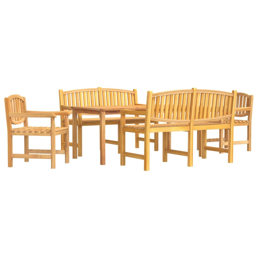 (2x chair + 2x bench + table, 180 cm table length) vidaXL Garden Dining Set Outdoor Table and Chairs 4 Piece Solid Wood Teak