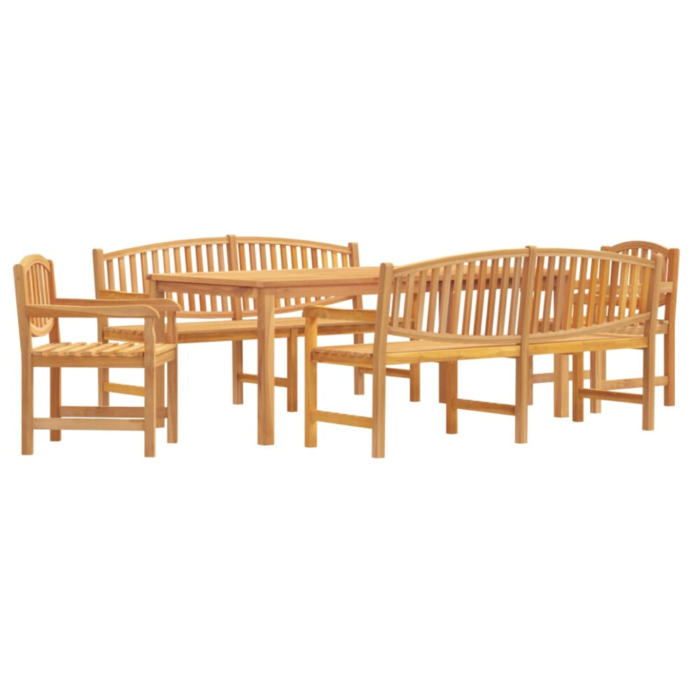 (2x chair + 2x bench + table, 200 cm table length) vidaXL Garden Dining Set Outdoor Table and Chairs 4 Piece Solid Wood Teak