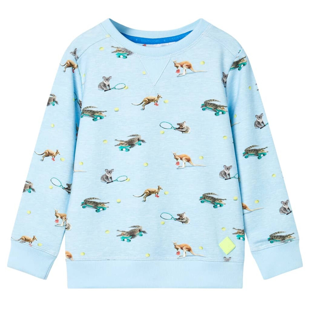 (92 (1.5-2y)) Kids' Sweatshirt Children Long Sleeves Pullover Kids' Top Light Blue Melange