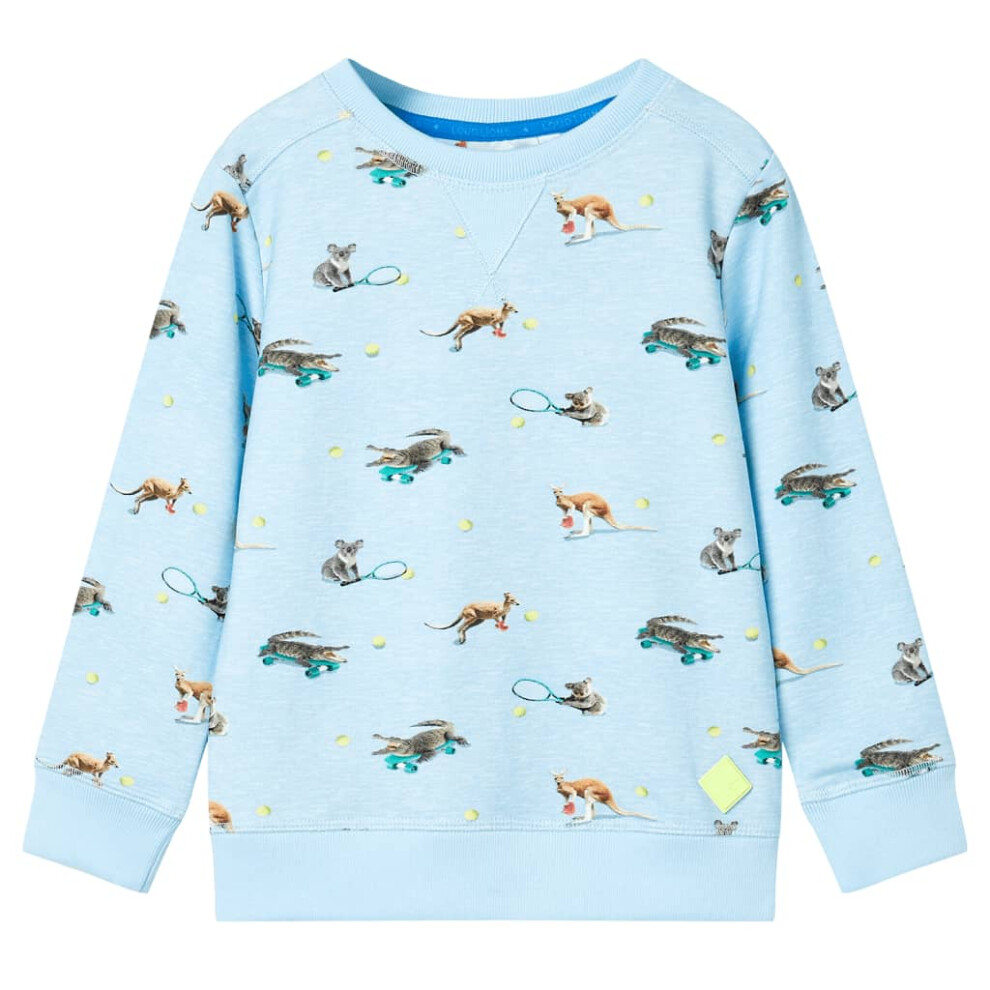 (116 (5-6y)) Kids' Sweatshirt Children Long Sleeves Pullover Kids' Top Light Blue Melange