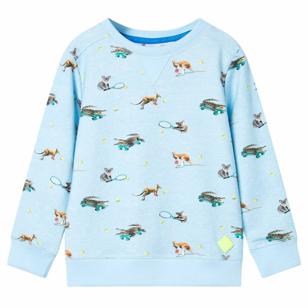 (104 (3-4y)) Kids' Sweatshirt Children Long Sleeves Pullover Kids' Top Light Blue Melange