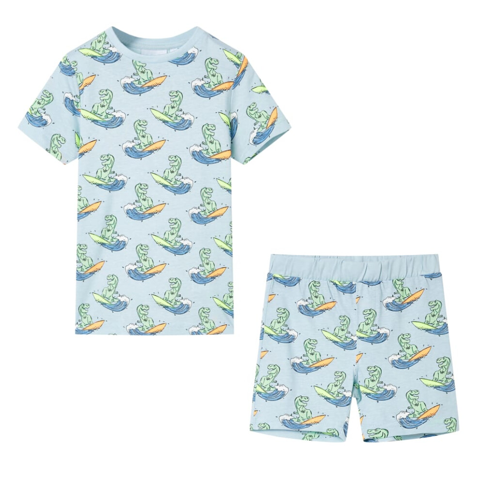 Vidaxl (116 (5-6Y)) Kids' Pyjamas With Short Sleeves Children's Nightwear Sleepwear Light Blue