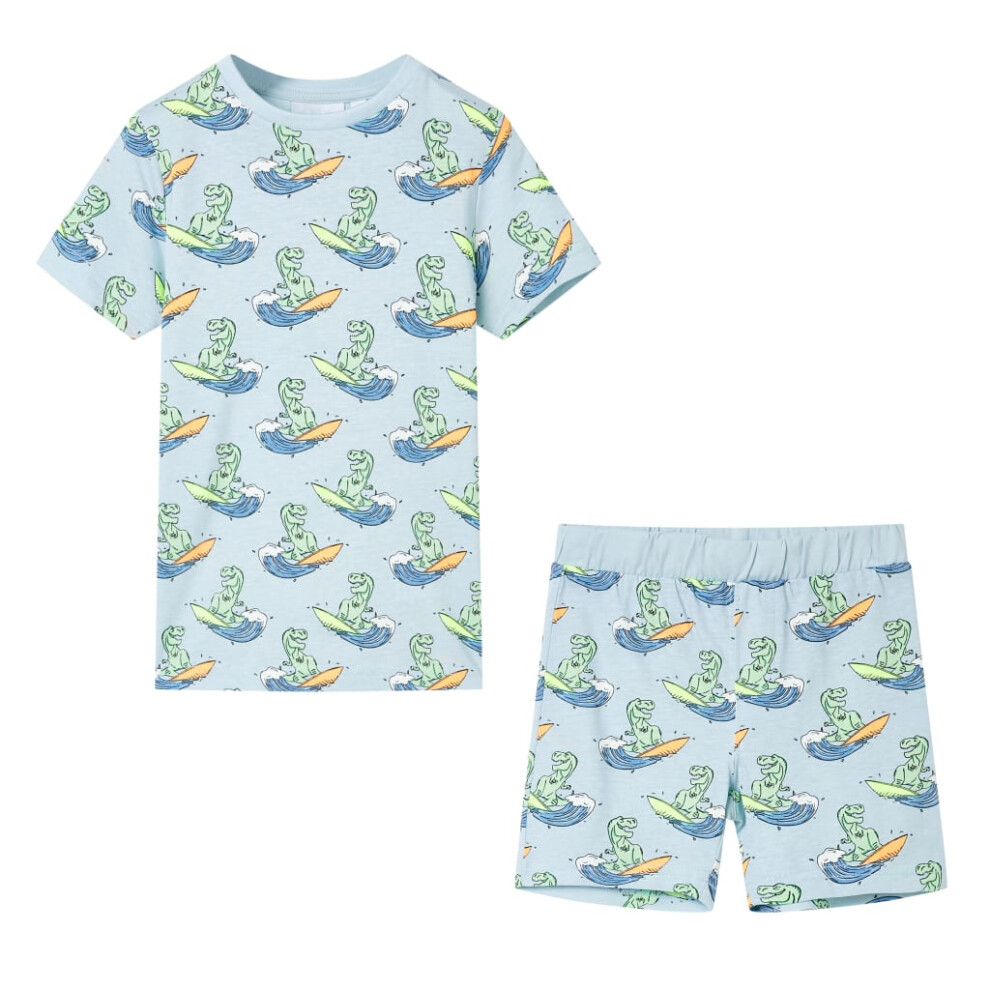 Vidaxl (128 (7-8Y)) Kids' Pyjamas With Short Sleeves Children's Nightwear Sleepwear Light Blue