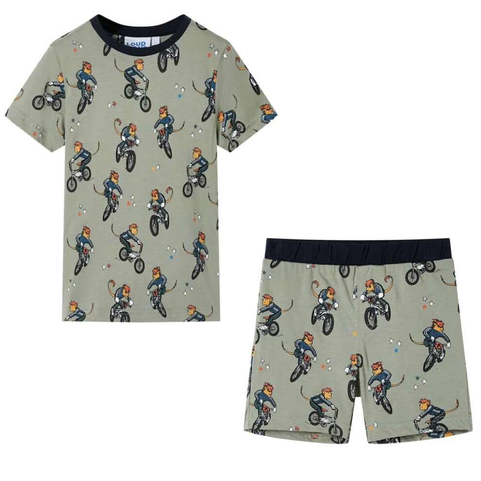 Vidaxl (116 (5-6Y)) Kids' Pyjamas With Short Sleeves Children Nightwear Sleepwear Light Khaki Green