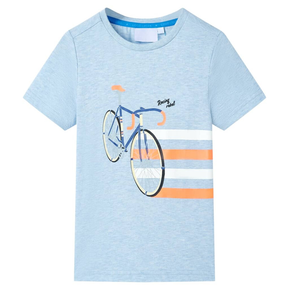 New Vidaxl Boys (104 (3-4Y)) Kids' T-Shirt Short Sleeves Toddler Children's Shirt Soft Tee Melange Blue