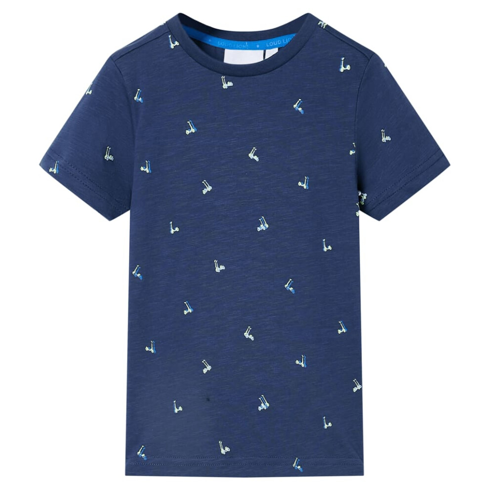 Vidaxl (Dark 104 (3-4Y)) Kids' T-Shirt Short Sleeves Toddler Children's School Shirt Kids' Top Tee Blue