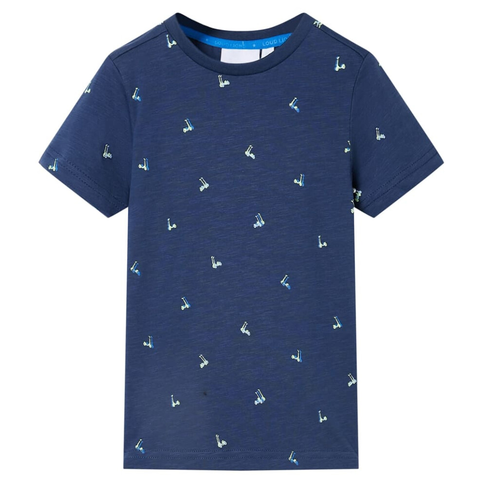 Vidaxl (Dark 128 (7-8Y)) Kids' T-Shirt Short Sleeves Toddler Children's School Shirt Kids' Top Tee Blue