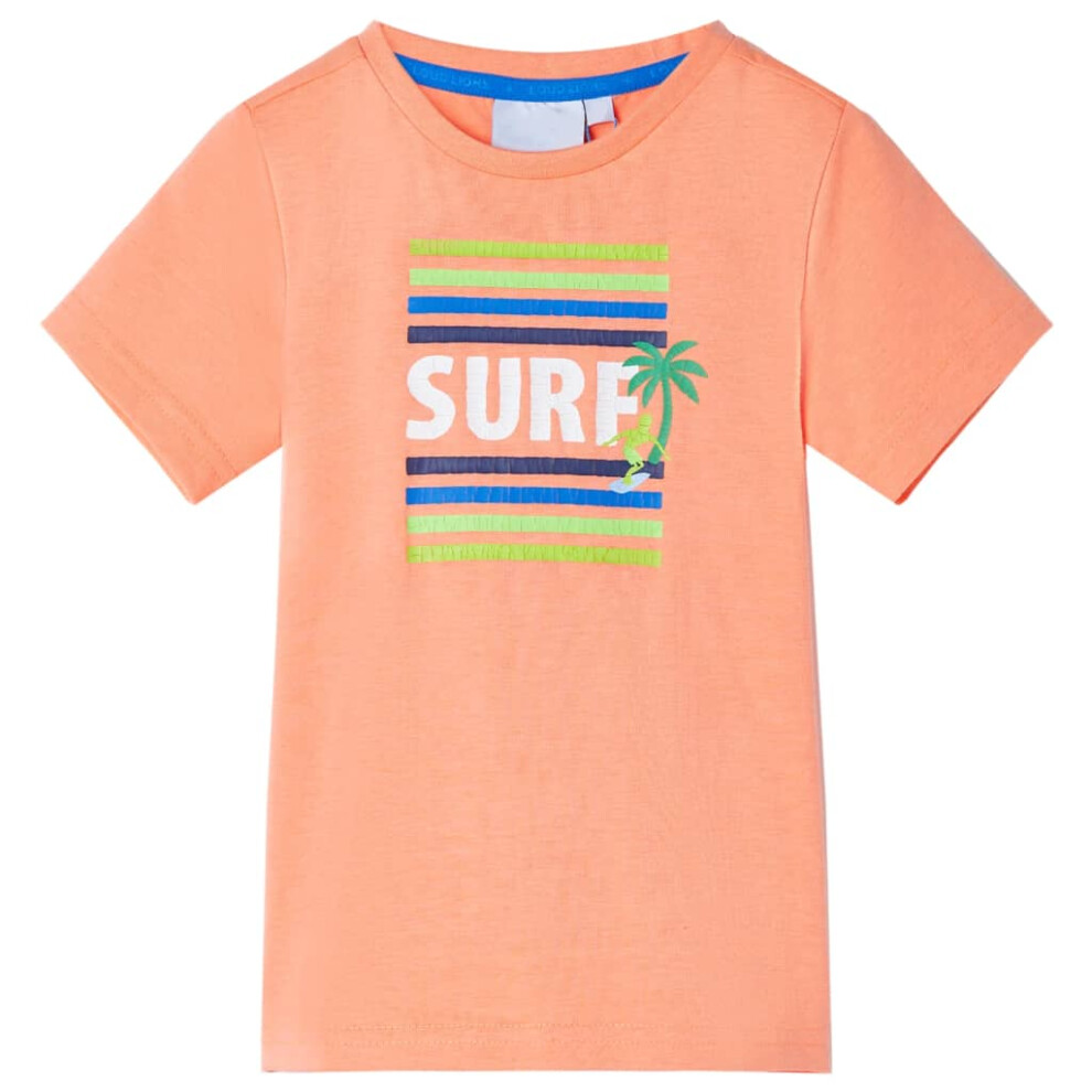 (orange, 92 (1.5-2y)) Kids' T-shirt Short Sleeves Children's T Shirt Tee Toddler Top Surf Print Neon