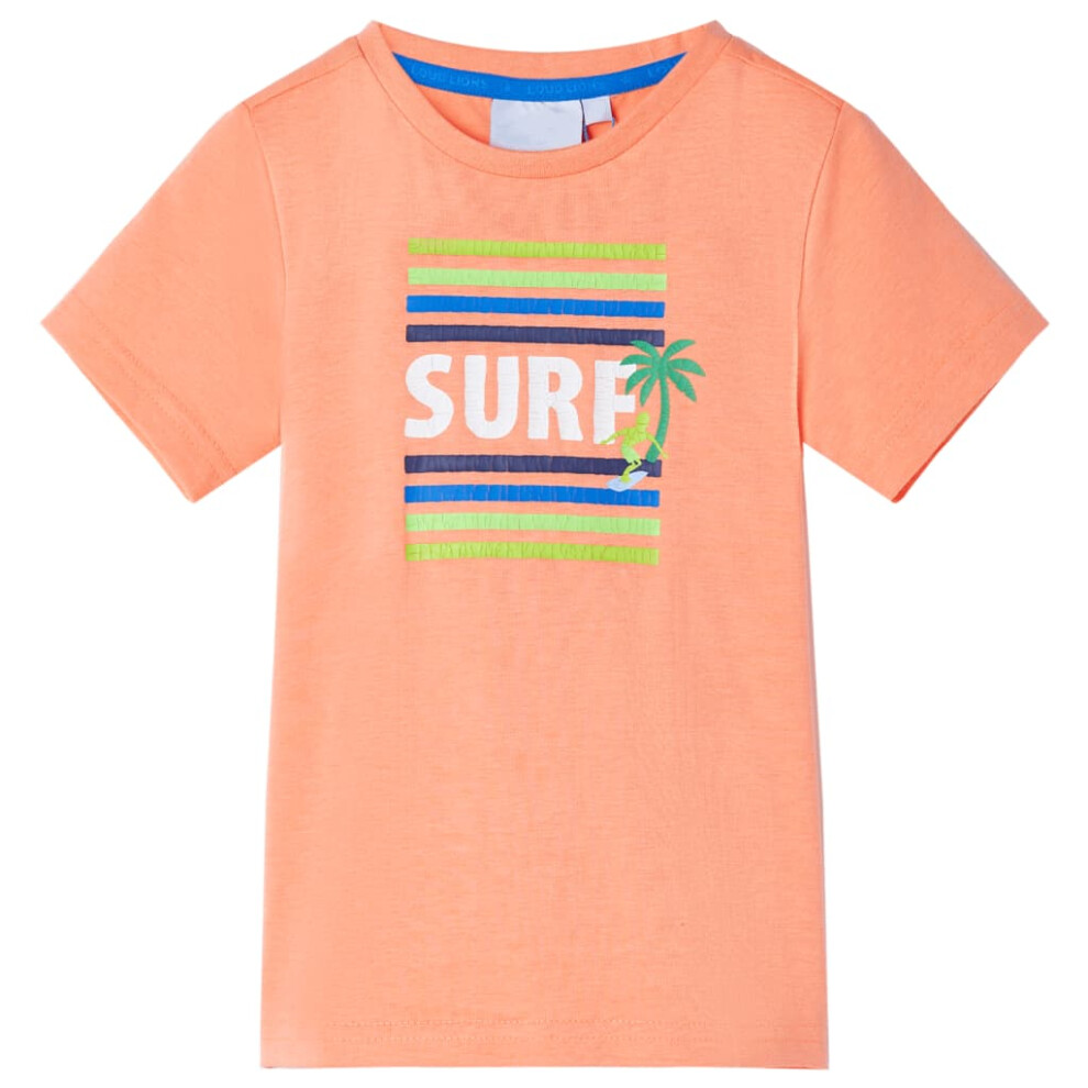 (orange, 104 (3-4y)) Kids' T-shirt Short Sleeves Children's T Shirt Tee Toddler Top Surf Print Neon