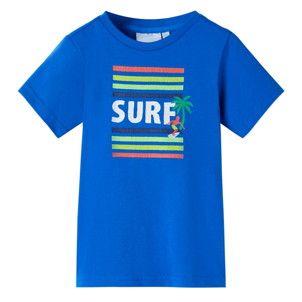 (blue, 92 (1.5-2y)) Kids' T-shirt Short Sleeves Children's T Shirt Tee Toddler Top Surf Print Neon