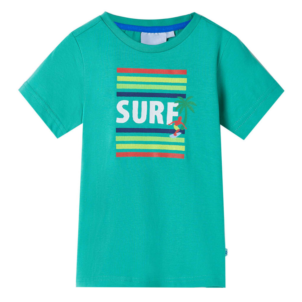 Vidaxl (, 140 (9-10Y)) Kids' T-Shirt Short Sleeves Children's T Shirt Tee Toddler Top Surf Print Neon Green