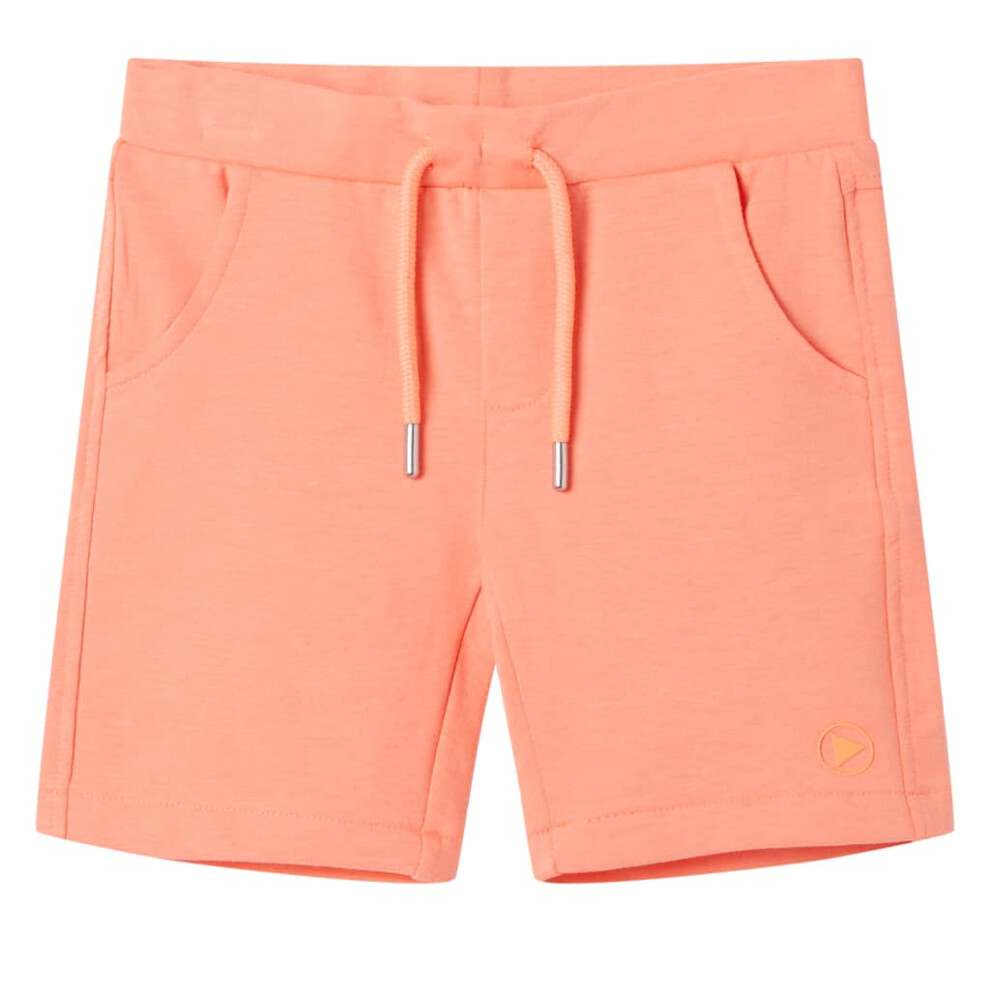 (128 (7-8y)) Kids' Shorts with Drawstring Pants Kids Elasticated Waist Shorts Neon Orange