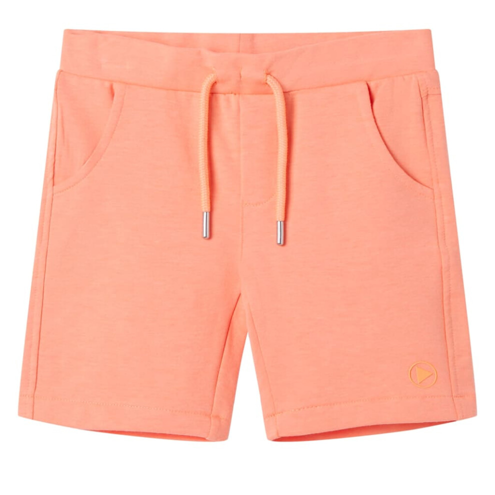 (140 (9-10y)) Kids' Shorts with Drawstring Pants Kids Elasticated Waist Shorts Neon Orange