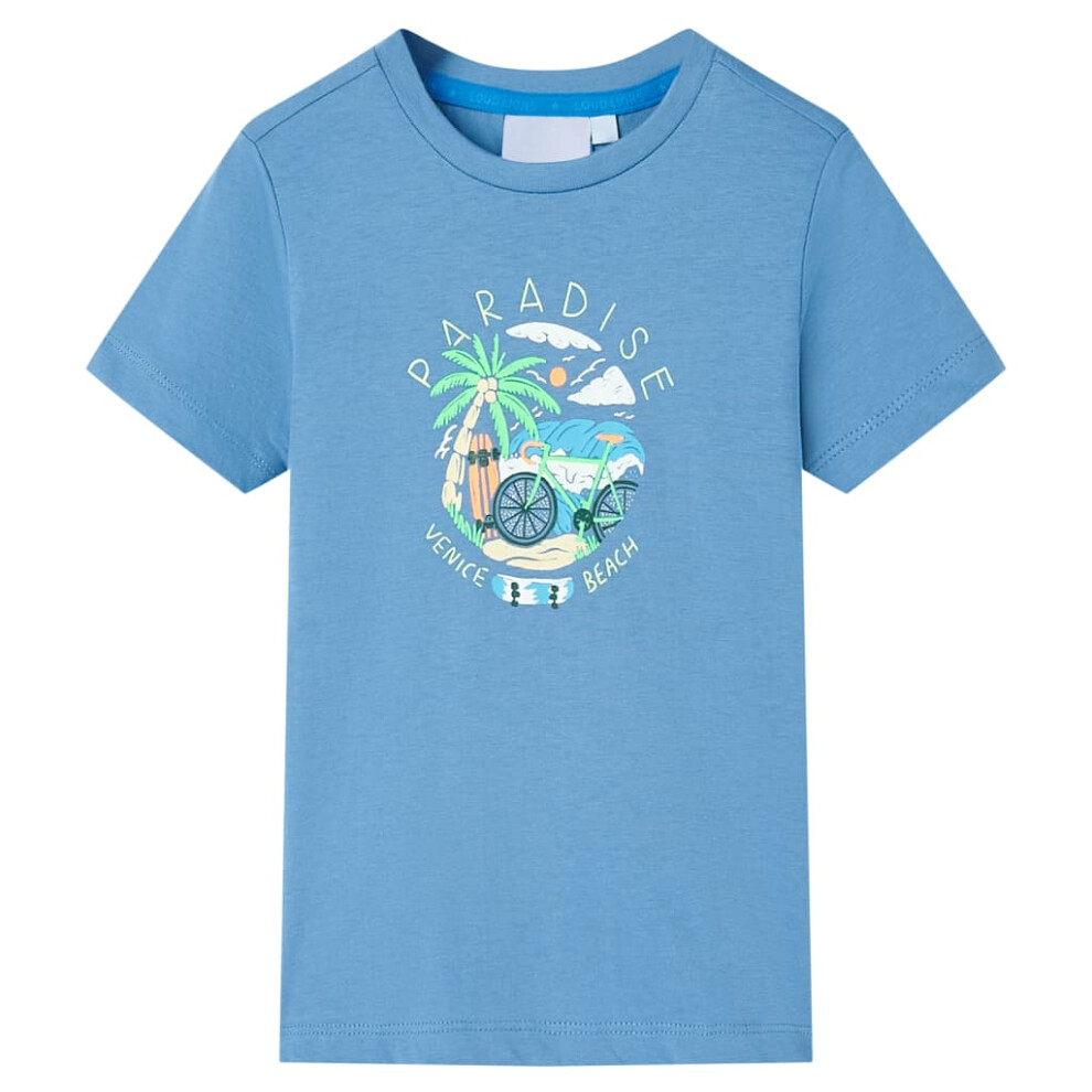 (92 (1.5-2y)) Kids' T-shirt Short Sleeves Tee Children's T Shirt Toddler Top Medium Blue