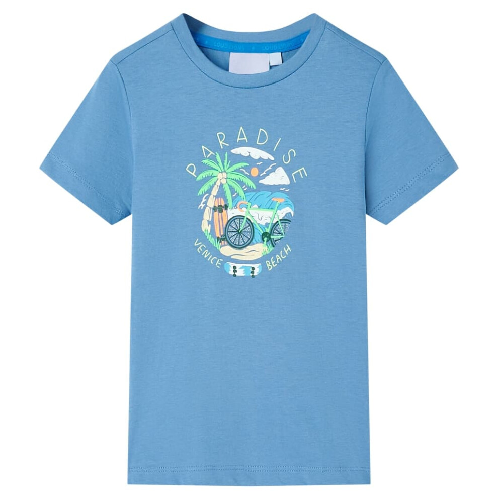 (128 (7-8y)) Kids' T-shirt Short Sleeves Tee Children's T Shirt Toddler Top Medium Blue