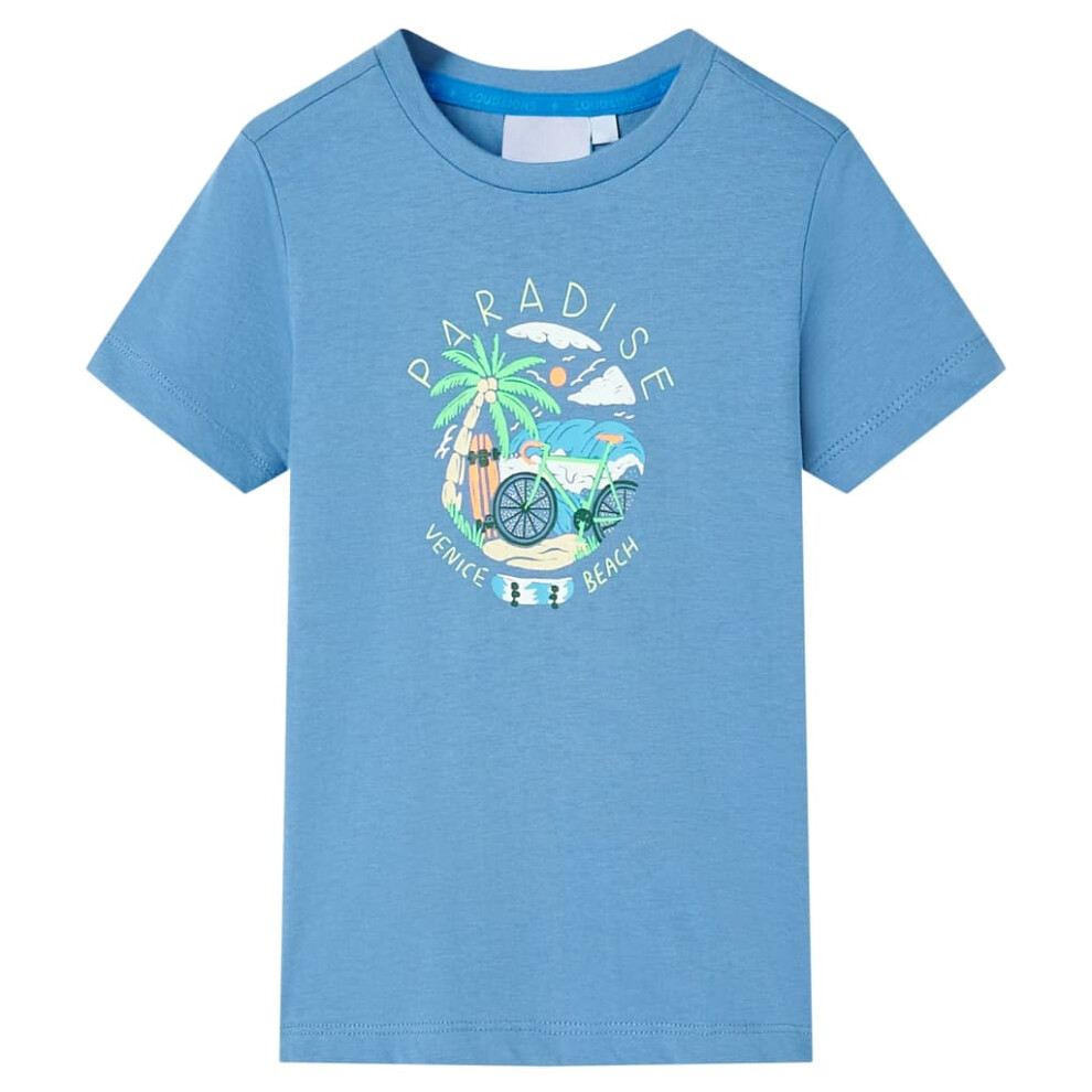 (116 (5-6y)) Kids' T-shirt Short Sleeves Tee Children's T Shirt Toddler Top Medium Blue