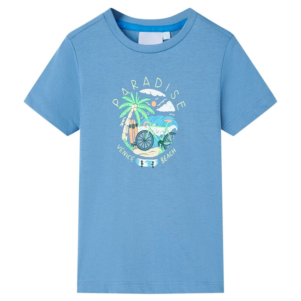 (104 (3-4y)) Kids' T-shirt Short Sleeves Tee Children's T Shirt Toddler Top Medium Blue