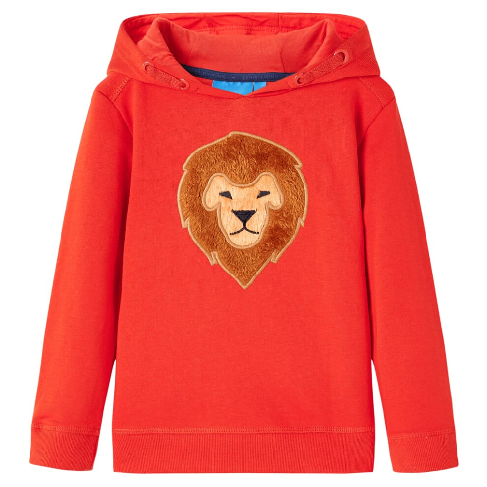 (104 (3-4y)) Kids' Hooded Sweatshirt Children's Pullover Hoodie for Toddler Kids Top Red