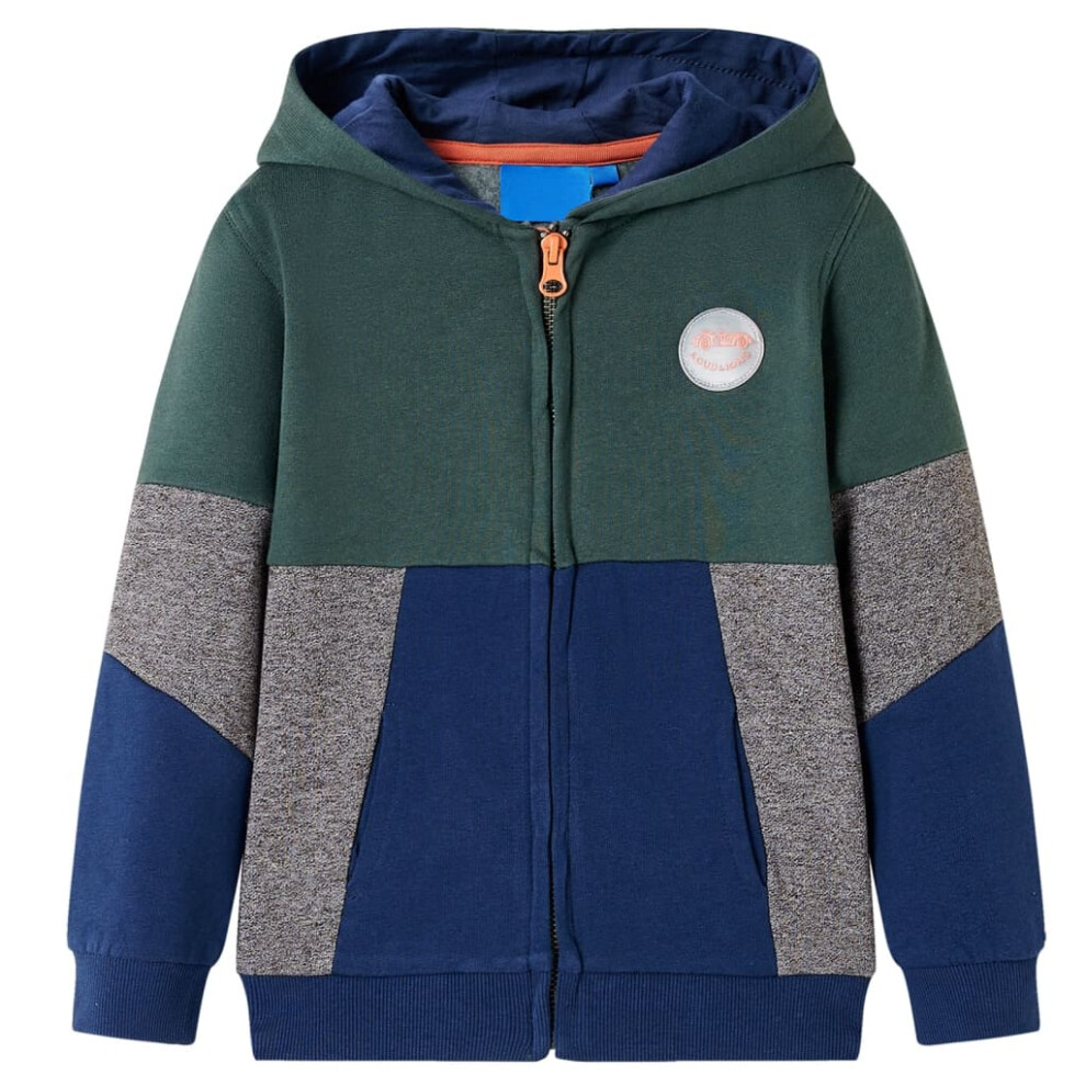 (116 (5-6y)) Kids' Hooded Sweatshirt with Zip Children's Pullover Toddler Hoodie Dark Green