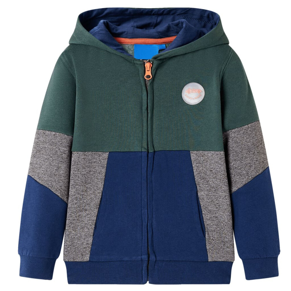 (128 (7-8y)) Kids' Hooded Sweatshirt With Zip Children's Pullover Toddler Hoodie Dark Green