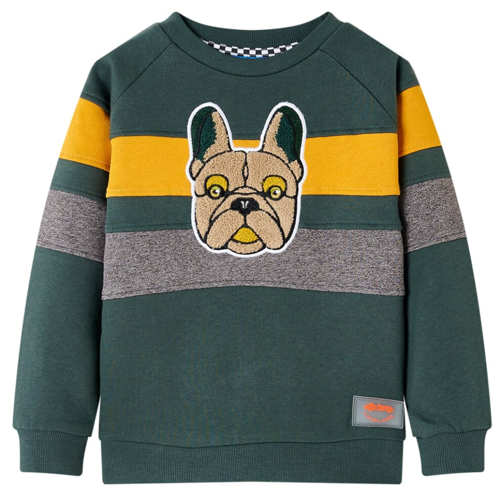 (92 (1.5-2y)) Kids' Sweatshirt Children Long Sleeves Pullover Clothes Kids' Top Dark Green