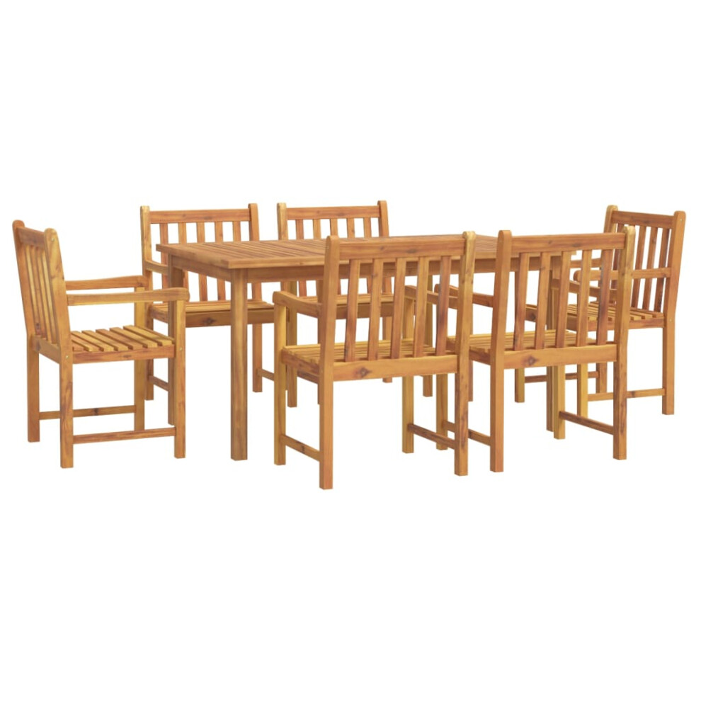 (150 cm table length/ 7 piece) vidaXL Garden Dining Set Wooden Outdoor Table and Chair Set Solid Wood Teak