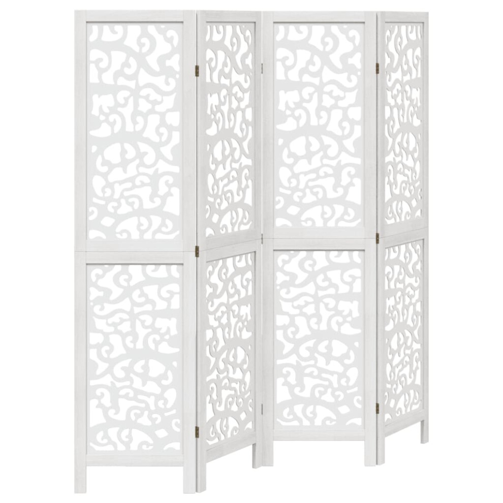 (40 x 160 cm/ 4 piece) vidaXL Room Divider Privacy Screen Room Partition White Solid Wood Paulownia