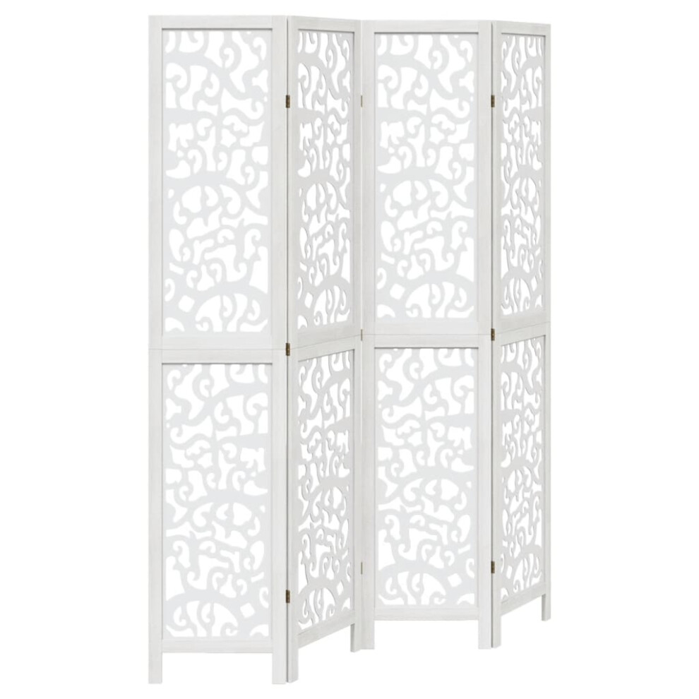 Vidaxl (40 X 200 Cm/ 4 Piece) Room Divider Privacy Screen Room Partition White Solid Wood Paulownia