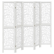 (40 x 160 cm/ 5 piece) vidaXL Room Divider Privacy Screen Room Partition White Solid Wood Paulownia
