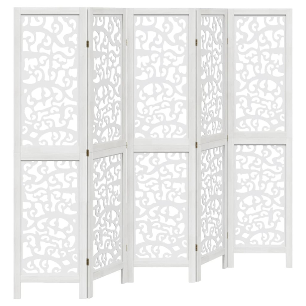 (40 x 160 cm/ 5 piece) vidaXL Room Divider 4 Panels Office Privacy Screen White Solid Wood Paulownia