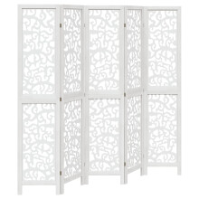 (40 x 180 cm/ 5 piece) vidaXL Room Divider Privacy Screen Room Partition White Solid Wood Paulownia