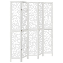 (40 x 220 cm/ 5 piece) vidaXL Room Divider Privacy Screen Room Partition White Solid Wood Paulownia