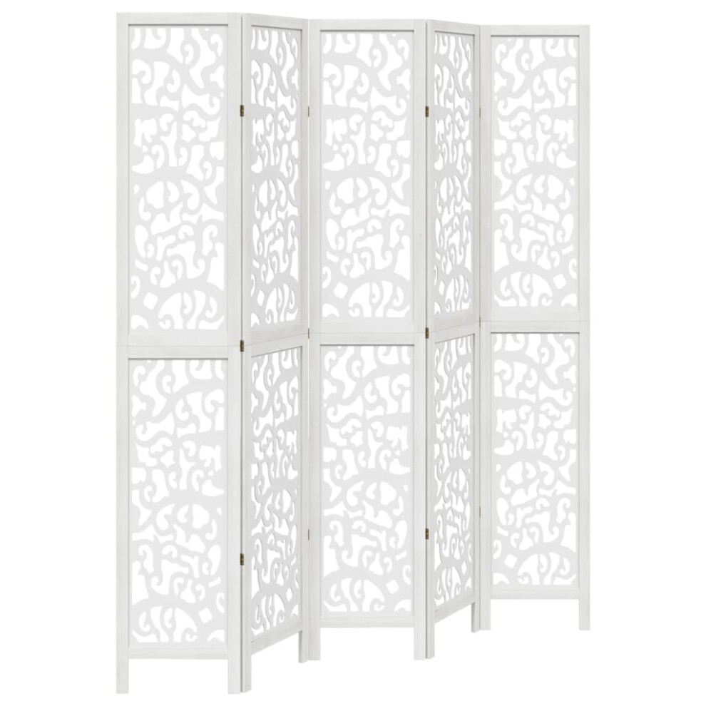 (40 x 220 cm/ 5 piece) vidaXL Room Divider 4 Panels Office Privacy Screen White Solid Wood Paulownia