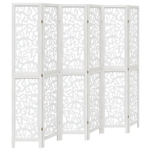 (40 x 200 cm/ 6 piece) vidaXL Room Divider Privacy Screen Room Partition White Solid Wood Paulownia