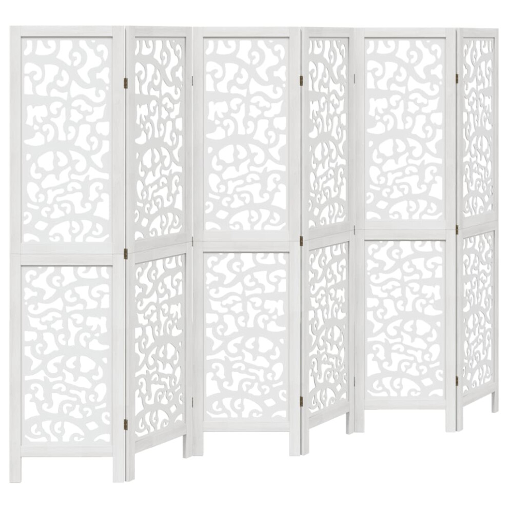 (40 x 160 cm/ 6 piece) vidaXL Room Divider 4 Panels Office Privacy Screen White Solid Wood Paulownia