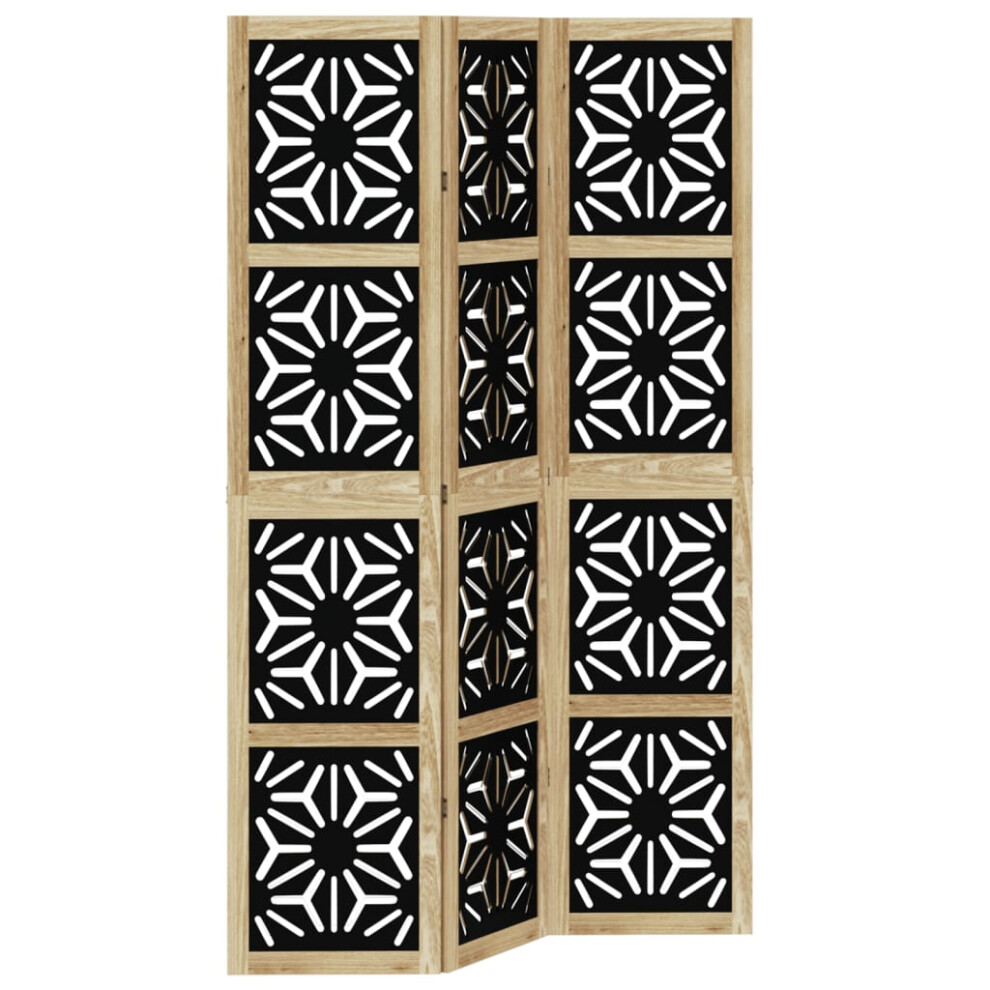 (40 X 180 cm/ 3 piece) vidaXL Room Divider Panel Privacy Screen Brown & Black Solid Wood Paulownia