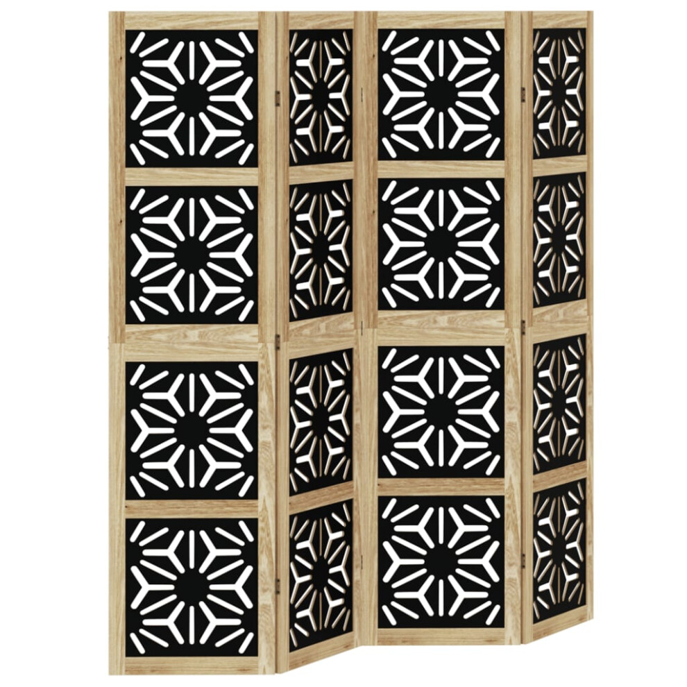 (40 x 160 cm/ 4 piece) vidaXL Room Divider Panel Privacy Screen Brown & Black Solid Wood Paulownia