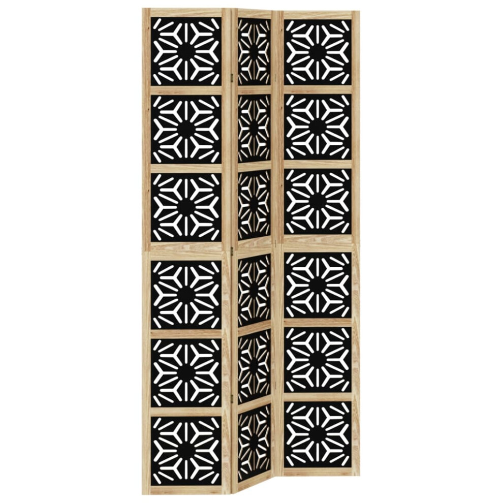 (40 x 220 cm/ 3 piece) vidaXL Room Divider Panel Privacy Screen Brown & Black Solid Wood Paulownia